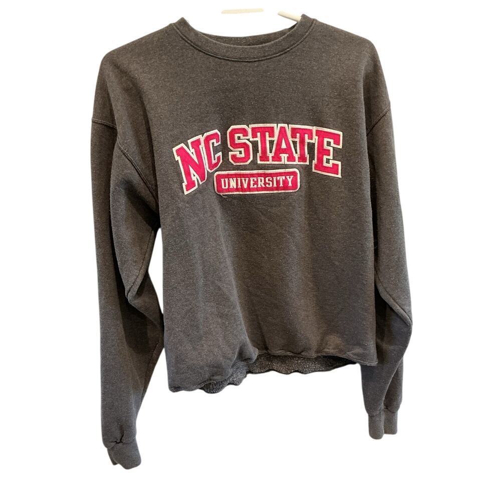 Vintage Champion Sweatshirt Womens Size Medium NC State Wolfpack Grey Pink 90s